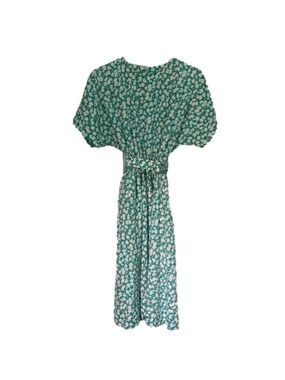 Vintage homemade dress Green and white floral dress no tags